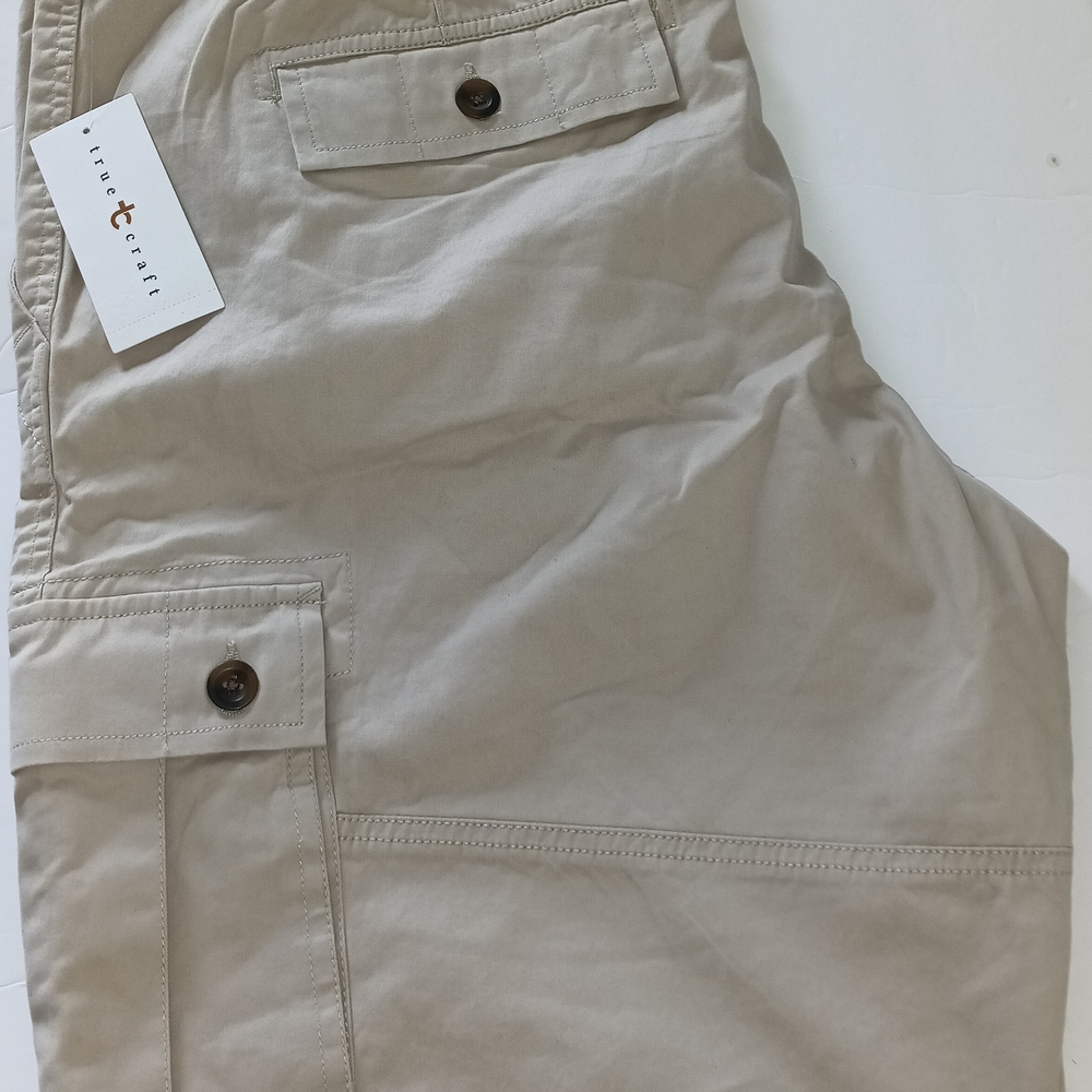 True Craft Beige Cargo Shorts with Button Pockets